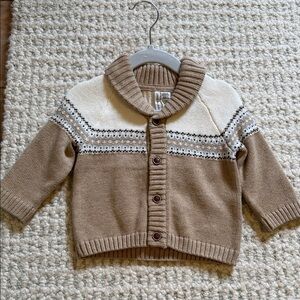 Toddler Shawl Collar Knit Cardigan Sweater - Beige & Cream